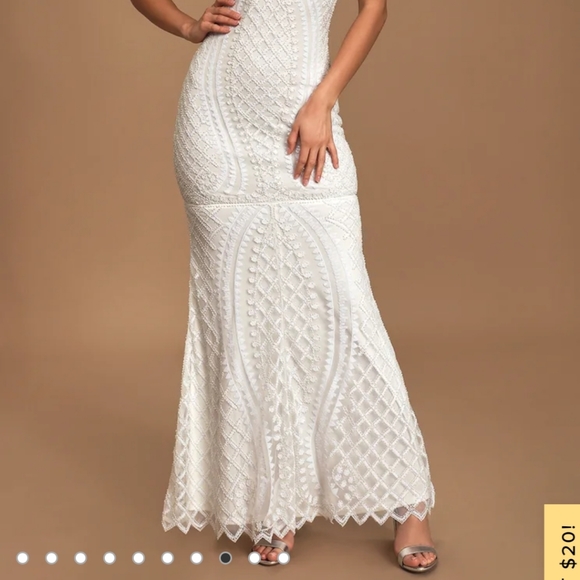 White Beaded Wedding Dress - Picture 3 of 5